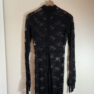 Black Lace Catsuit with Gloves Size L